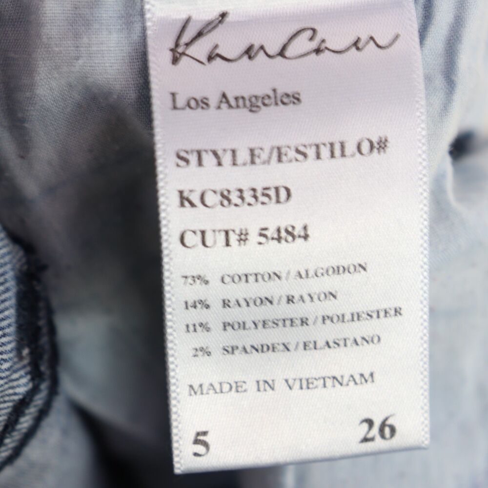 KanCan Dark Wash Heavily Distressed High Rise Ankle Skinny Raw Hem Jeans 26 - Picture 4 of 4